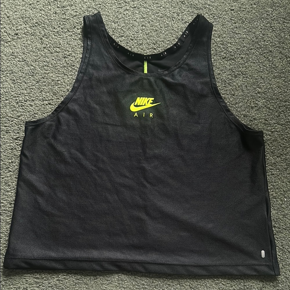 Nike Black and Neon Green Tank Top
